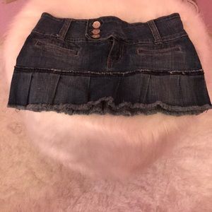 Denim pleated mini skirt